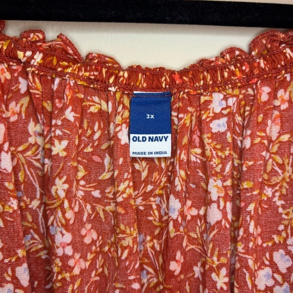 Old Navy Women’s Orange Floral-Print Smocked Peplum Blouse Size 3X - Picture 5 of 9